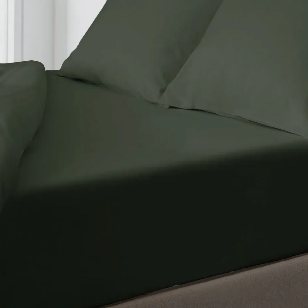Microfibre Super King Size Fitted Sheet - Olive