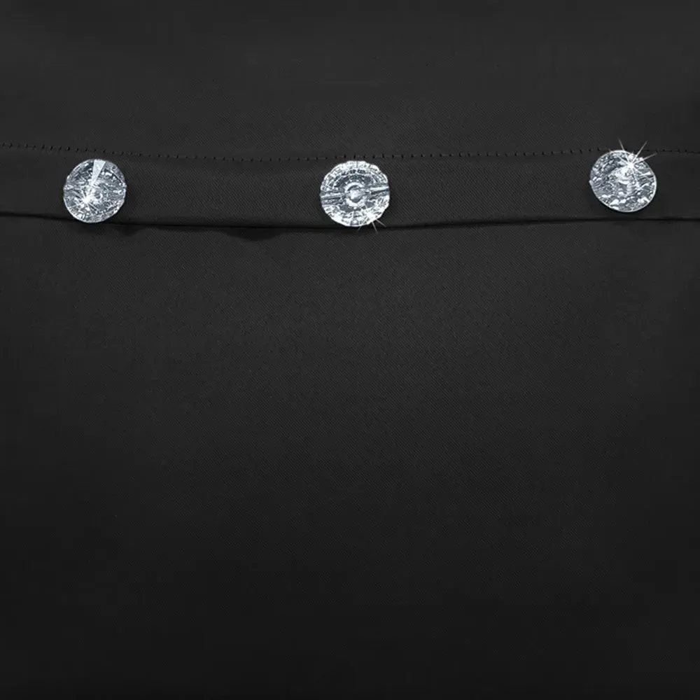 Mock Flap Diamante Filled Cushion - Black, Polyester