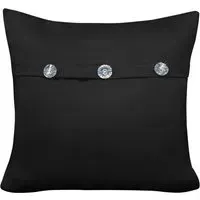 Mock Flap Diamante Filled Cushion - Black, Polyester