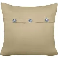 Mock Flap Diamante Filled Cushion - Cream, Polyester