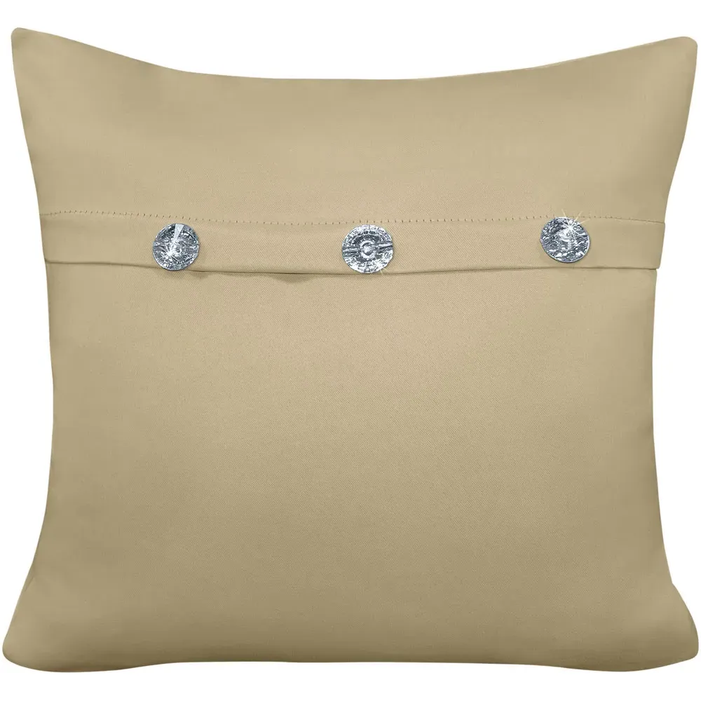 Mock Flap Diamante Filled Cushion - Cream, Polyester