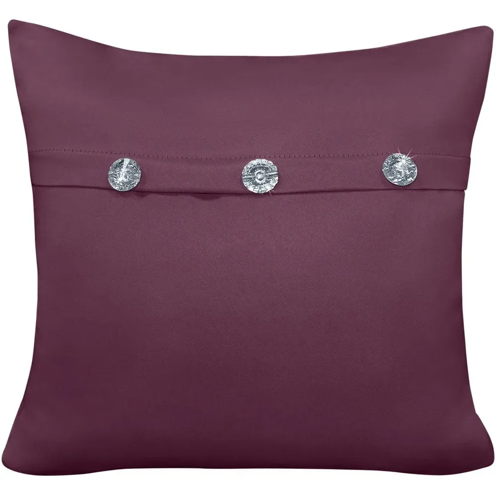 Mock Flap Diamante Filled Cushion - Purple, Polyester