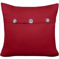 Mock Flap Diamante Filled Cushion - Red, Polyester
