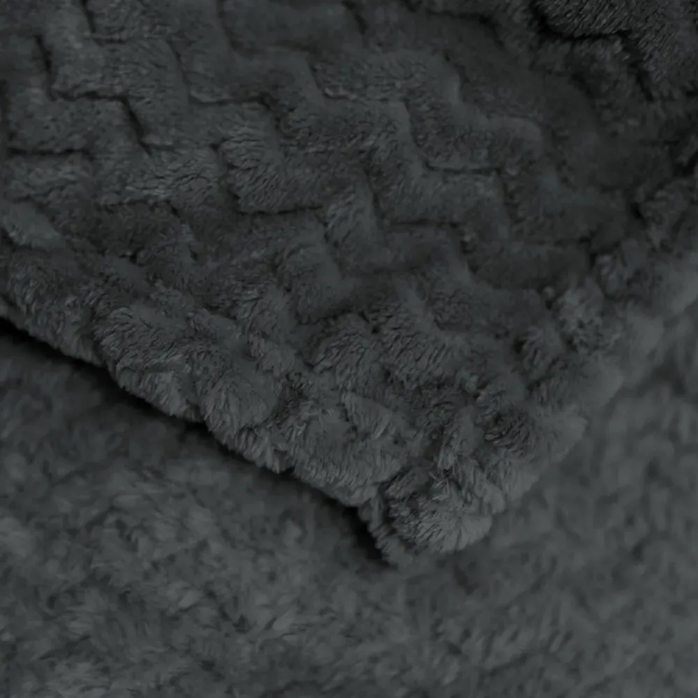 Moda Plush Throw - Charcoal, Polyester