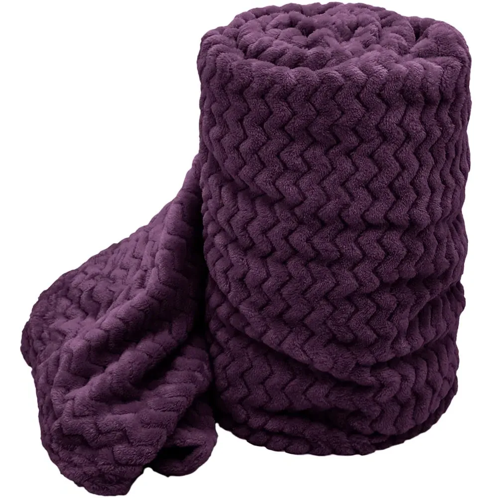 Moda Plush Throw with Chevron Pattern - Aubergine, Polyester image