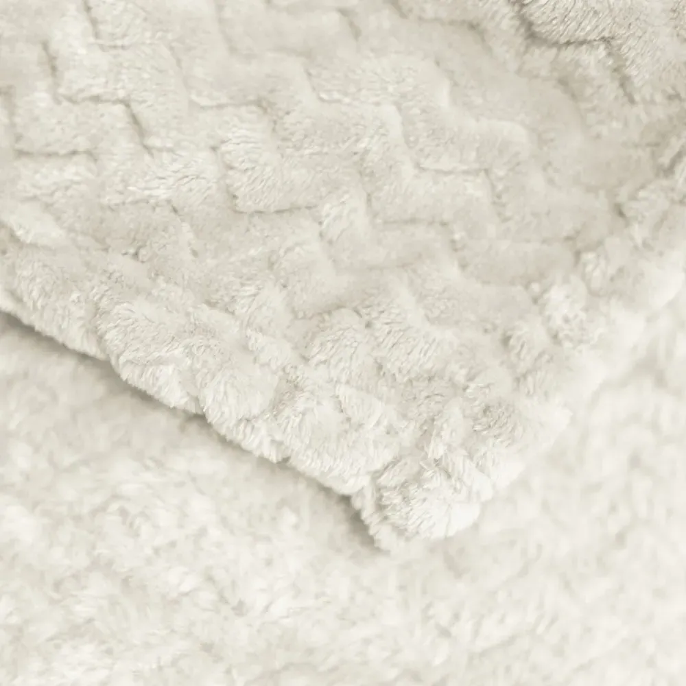 Moda Plush Throw with Chevron Pattern - Cream, Polyester