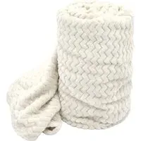 Moda Plush Throw with Chevron Pattern - Cream, Polyester