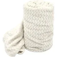 Moda Plush Throw with Chevron Pattern - Cream, Polyester