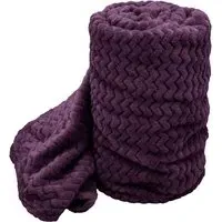 Moda Throw with Chevron Pattern - Aubergine, Polyester