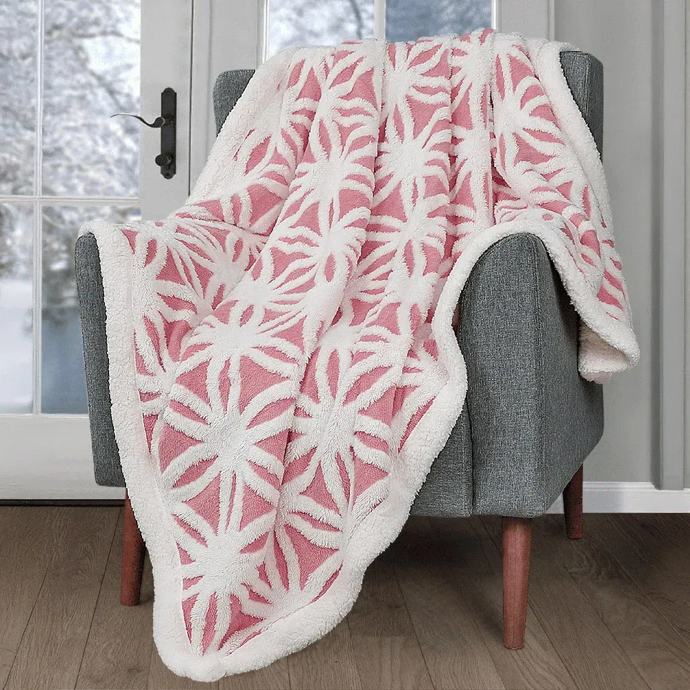 Orbit Sherpa Throw - Coral Pink, Polyester
