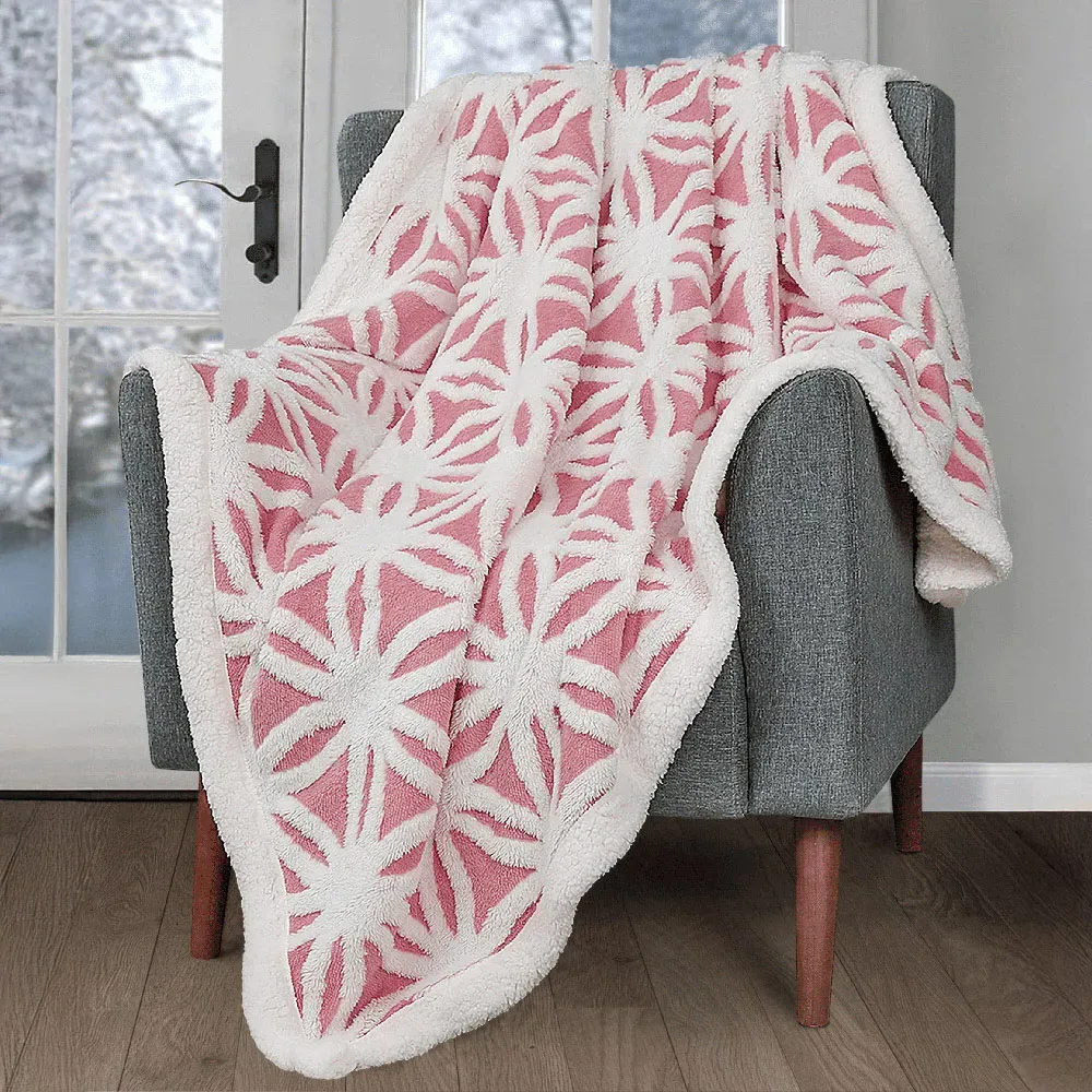 Orbit Sherpa Throw - Coral Pink, Polyester