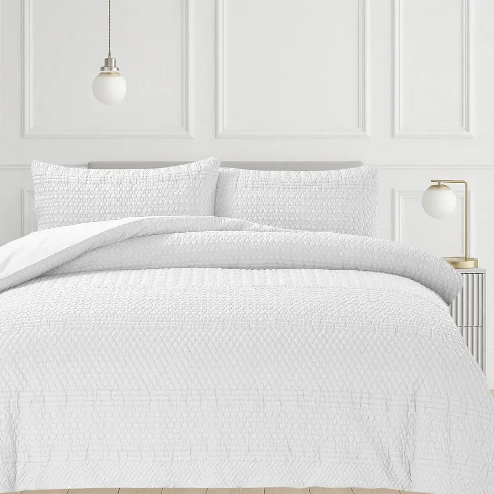 Paloma Super King Size Duvet Set - White