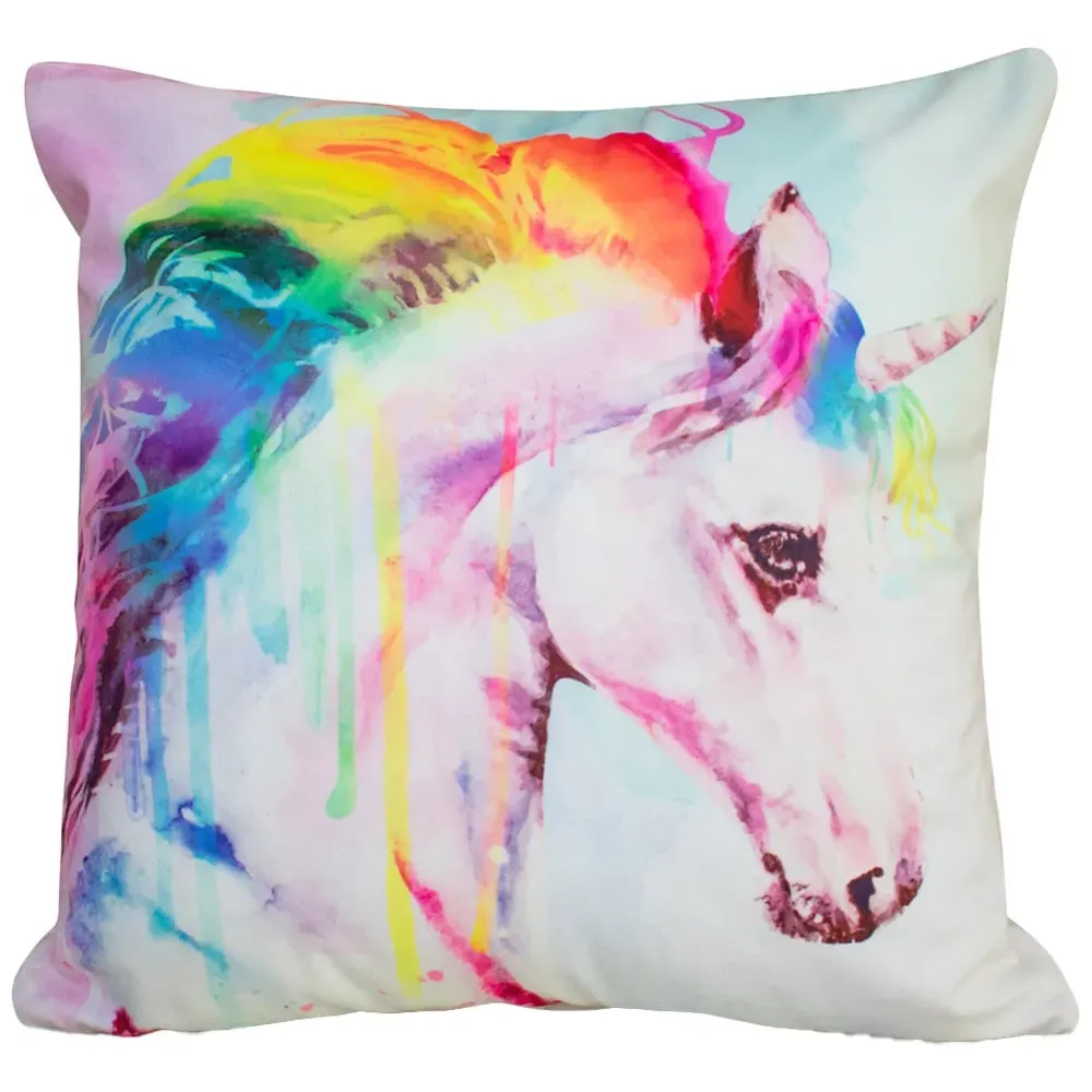 Rainbow Hair Unicorn Filled Cushion 2 Pack - Multi