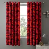 Red Camouflage Pencil Pleat Curtains - Red