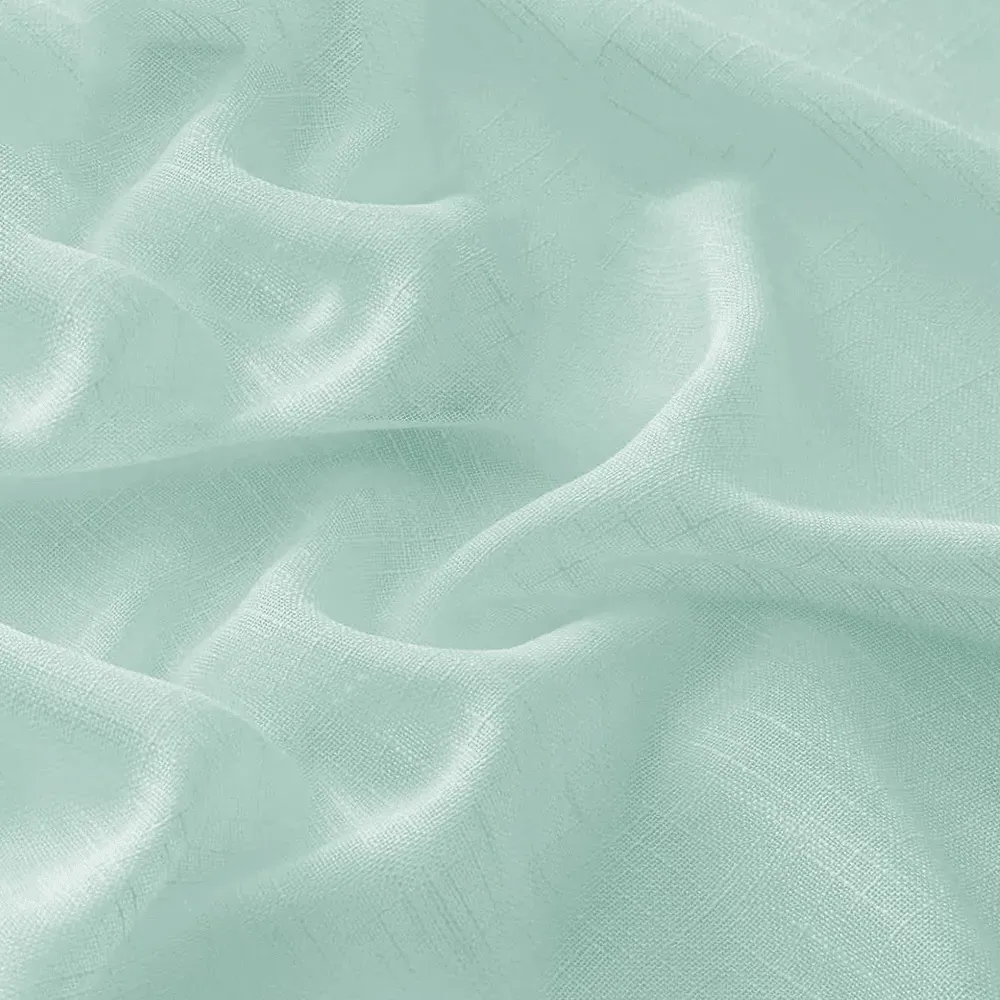 Riva Plain Slot Top Voile Panel Curtain - Duck Egg, Polyester