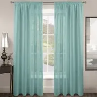 Riva Plain Slot Top Voile Panel Curtain - Duck Egg, Polyester