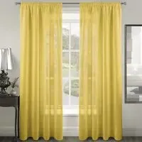 Riva Plain Slot Top Voile Panel Curtain - Ochre, Polyester