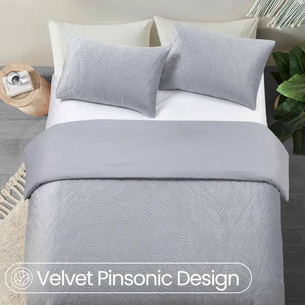 Savannah Single Duvet Set - Silver, Velvet