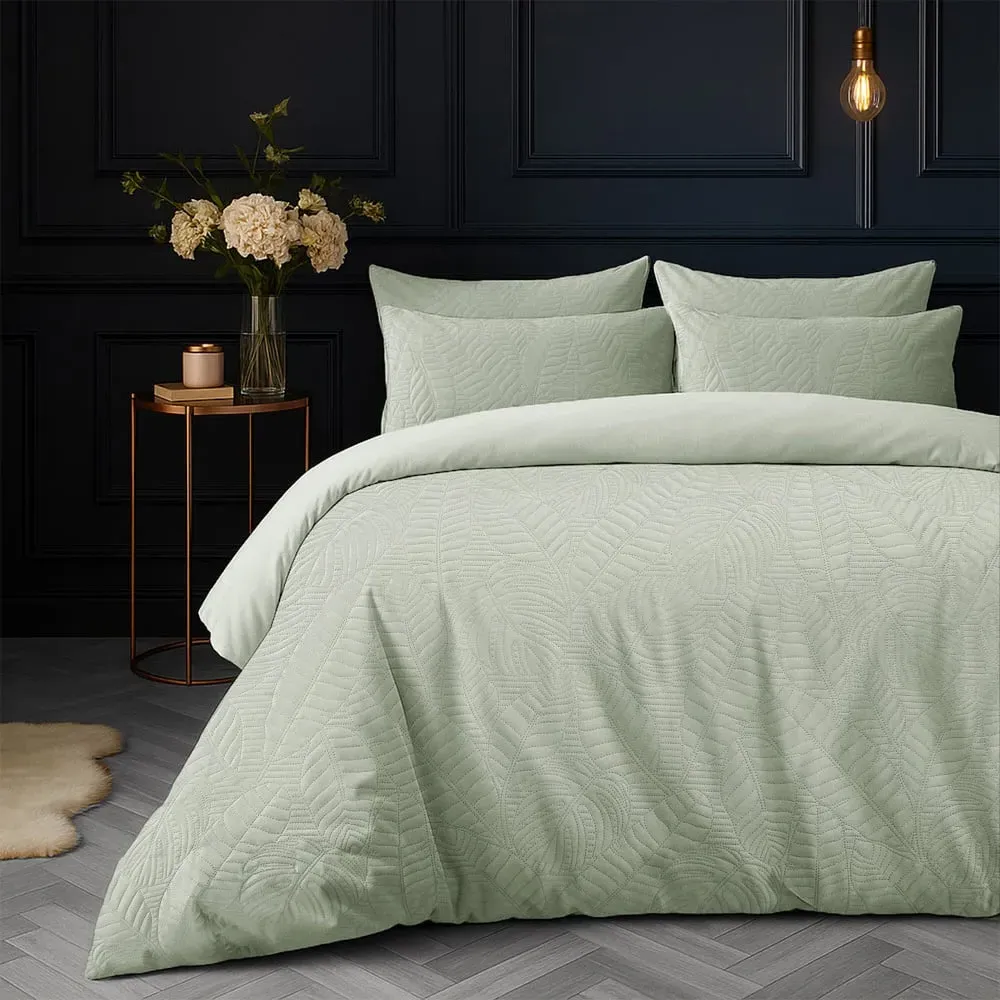 Savannah Super King Size Duvet Set - Sage, Velvet