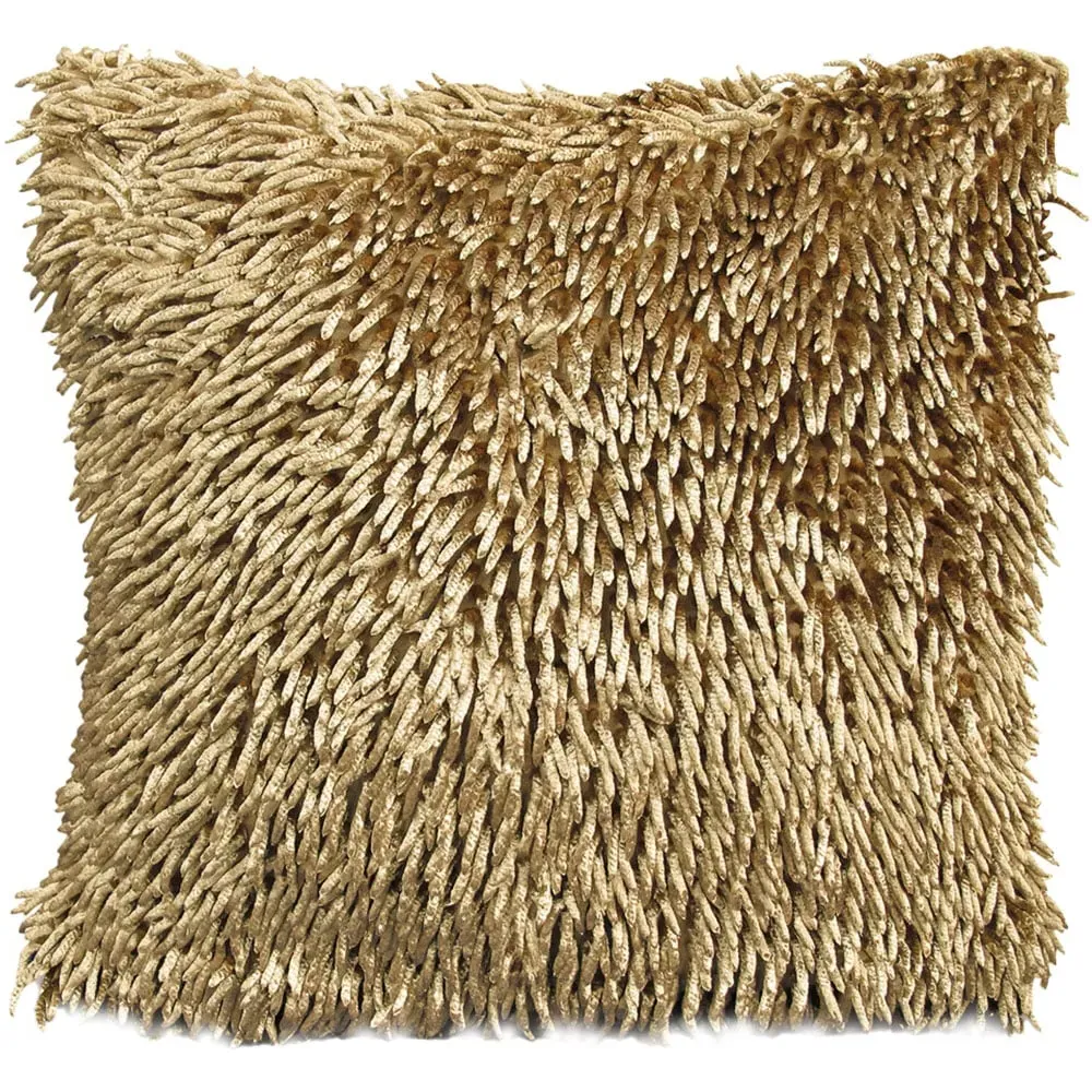 Shaggy Chenille Filled Cushion 2 Pack - Brown image