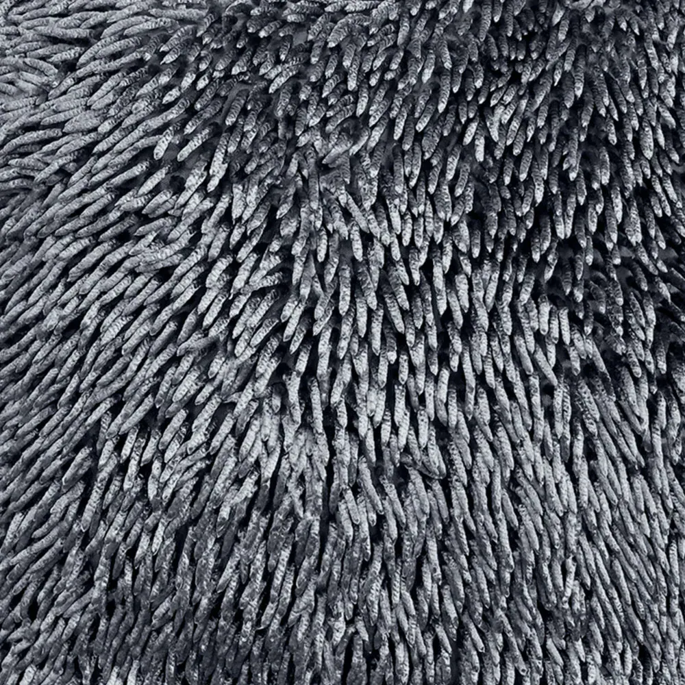 Shaggy Chenille Filled Cushion 2 Pack - Grey