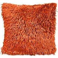 Shaggy Chenille Filled Cushion 2 Pack - Orange