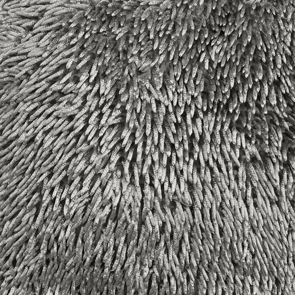 Shaggy Chenille Filled Cushion 2 Pack - Silver