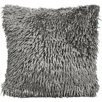 Shaggy Chenille Filled Cushion 2 Pack - Silver