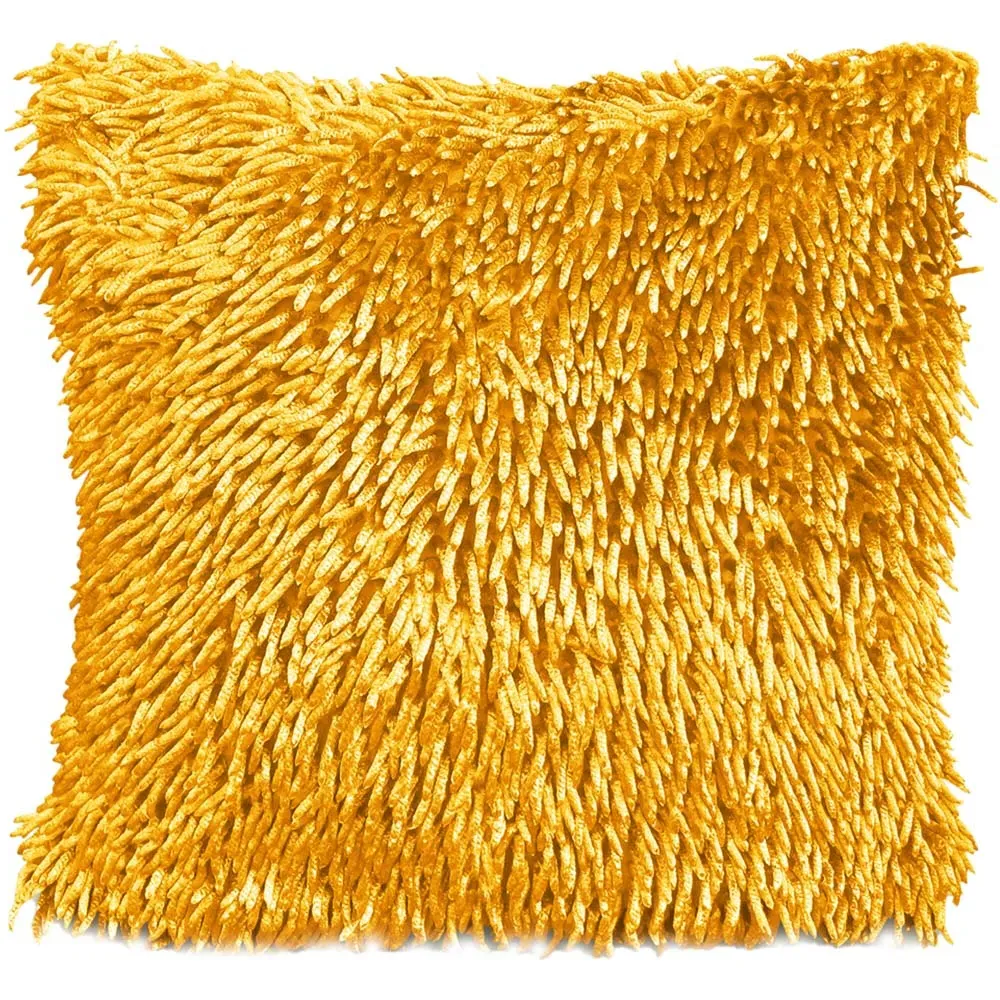 Shaggy Chenille Filled Cushion 2 Pack - Yellow