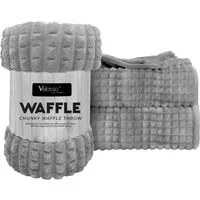 Silver Waffle Plush Throw - Silver