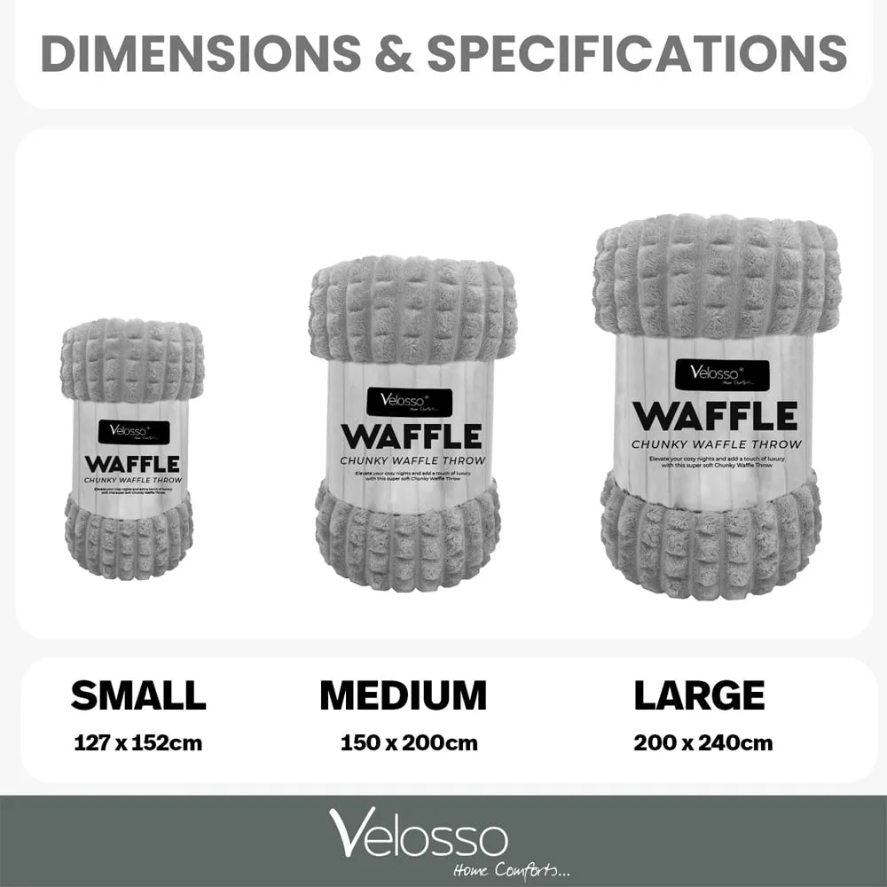 Silver Waffle Plush Throw - Silver