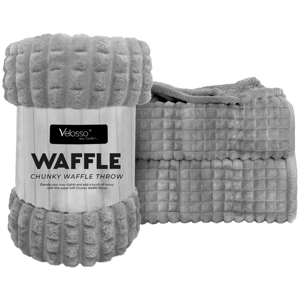 Silver Waffle Plush Throw - Silver image
