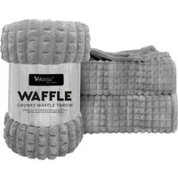 Silver Waffle Plush Throw - Silver