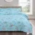 Single Birds Floral Bedspread Set - Blue, Polycotton