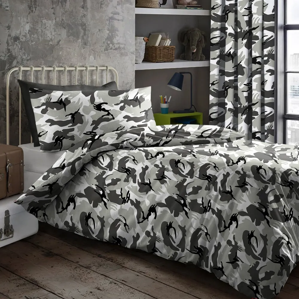 Single Camouflage Duvet Set - Grey
