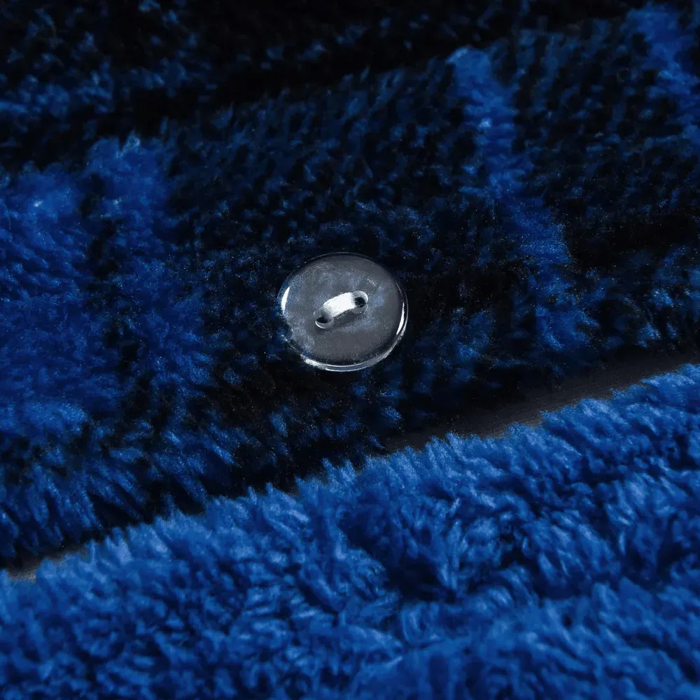 Single Check Teddy Fleece Duvet Set - Blue