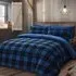 Single Check Teddy Fleece Duvet Set - Blue