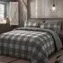 Single Check Teddy Fleece Duvet Set - Grey