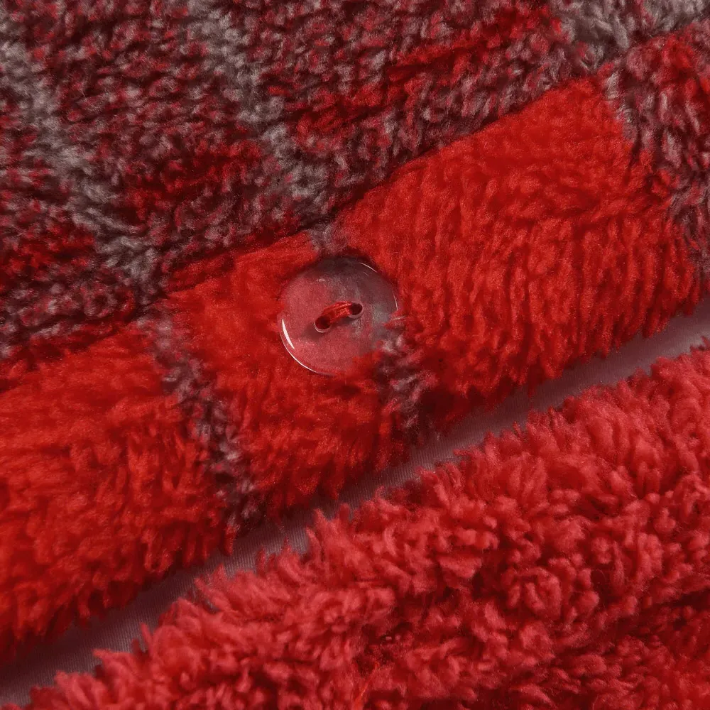 Single Check Teddy Fleece Duvet Set - Red