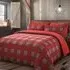 Single Check Teddy Fleece Duvet Set - Red