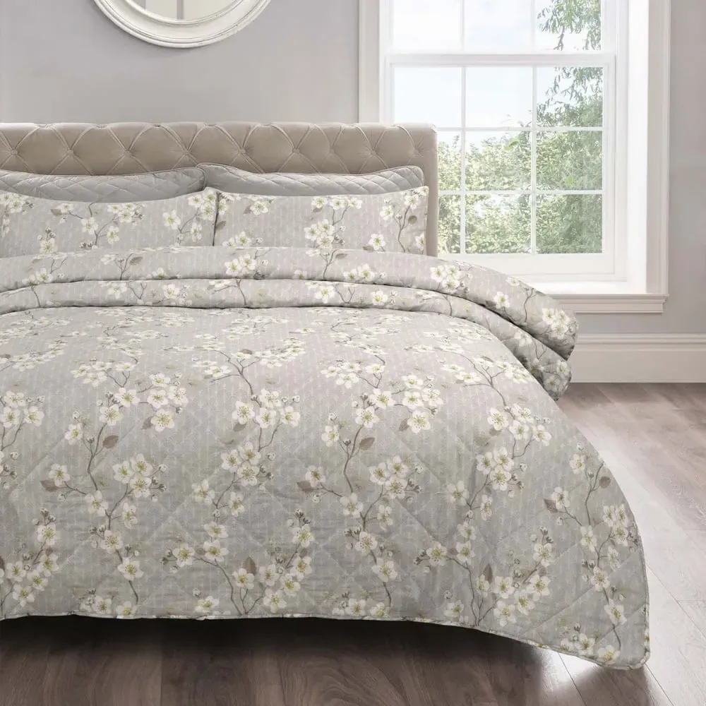 Single Cherry Blossom Bedspread Set - Cream, Polycotton image