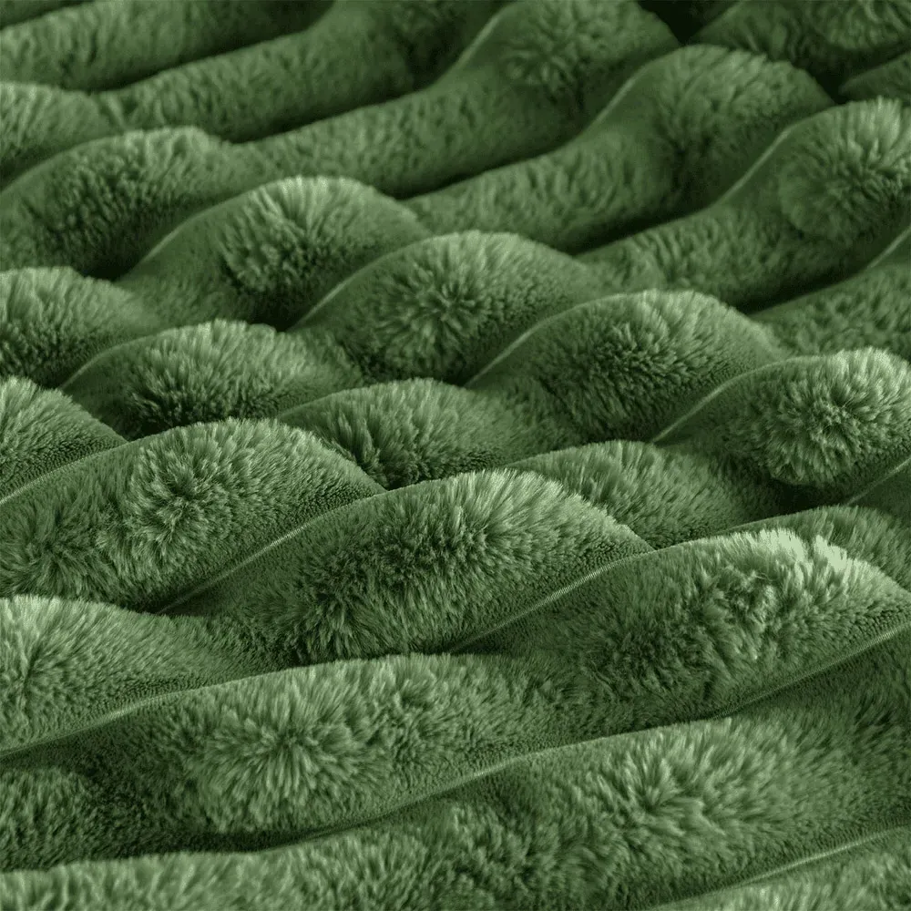 Single Chunky Cord Duvet Set - Green