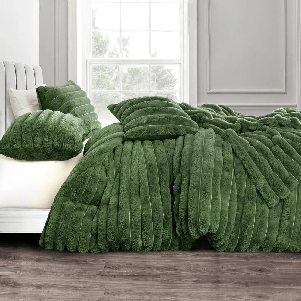 Single Chunky Cord Duvet Set - Green image