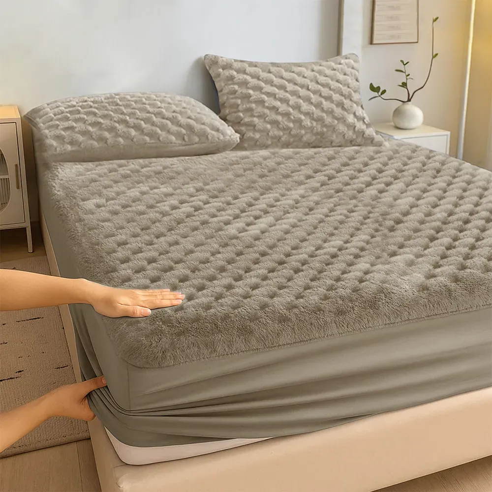 Single Chunky Popcorn Fitted Sheet - Beige