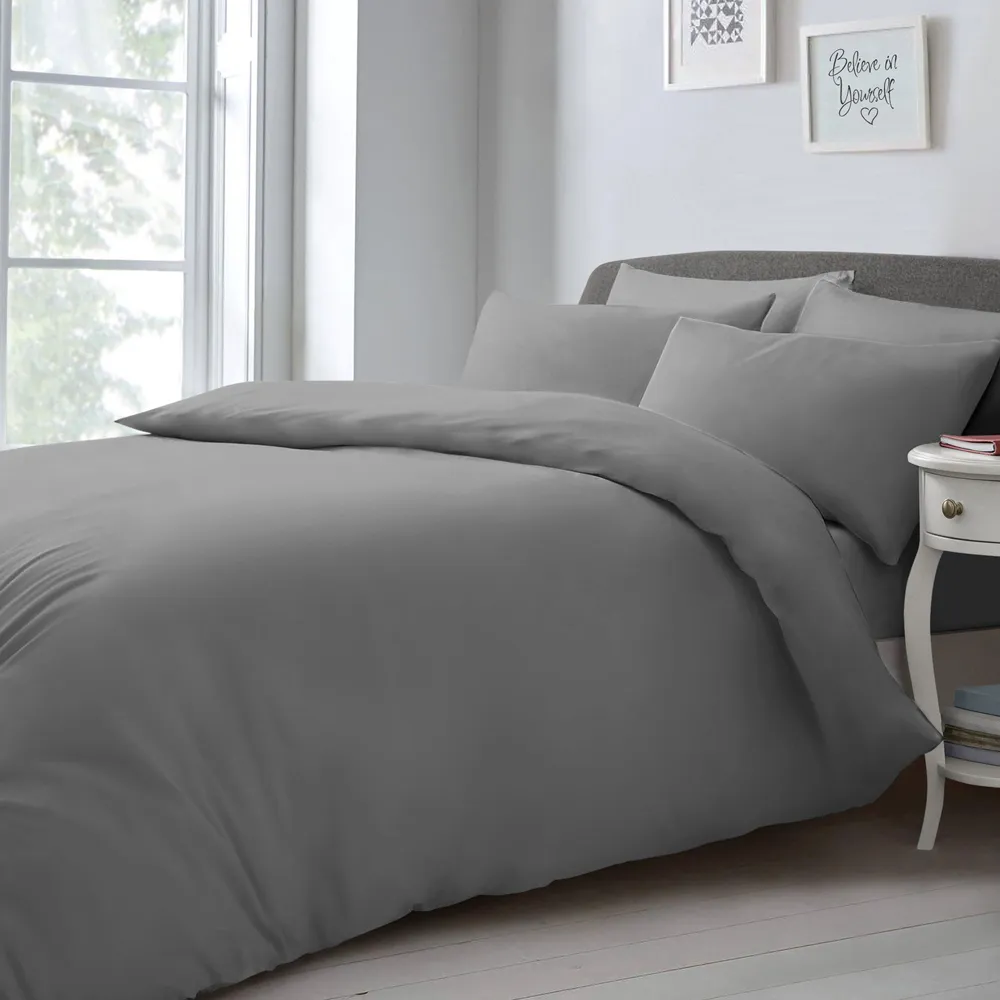 Single Duvet Set - Grey, Microfibre