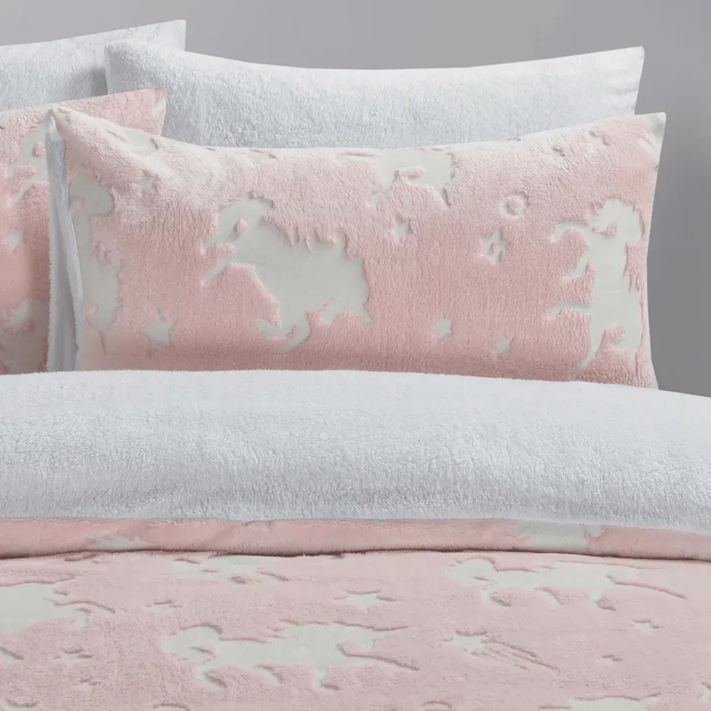Single Glow in the Dark Unicorn Duvet Set - Pink