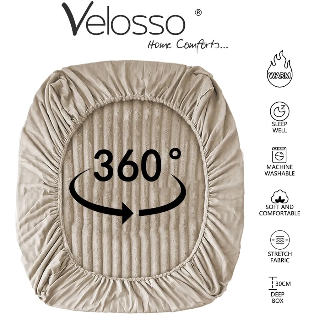 Single Jumbo Cord Fitted Bed Sheet - Beige