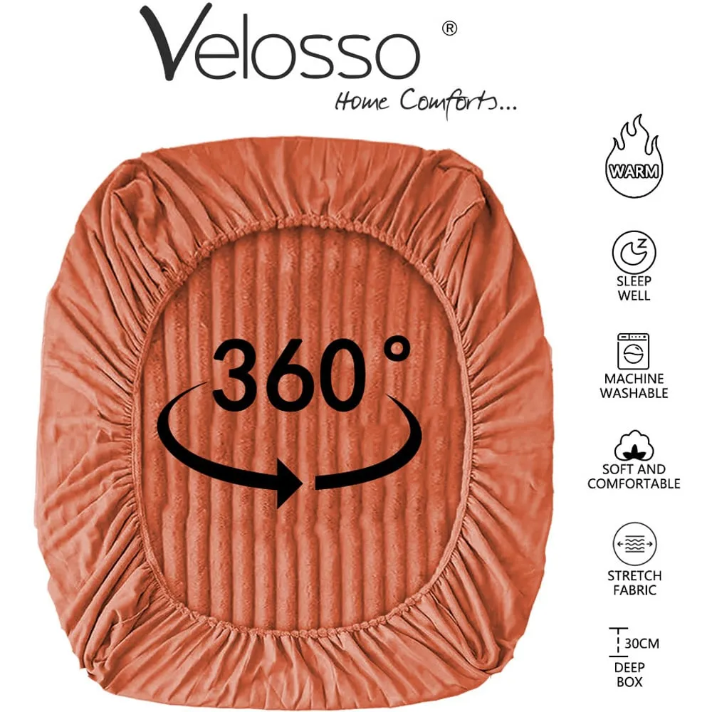 Single Jumbo Cord Fitted Bed Sheet - Rust