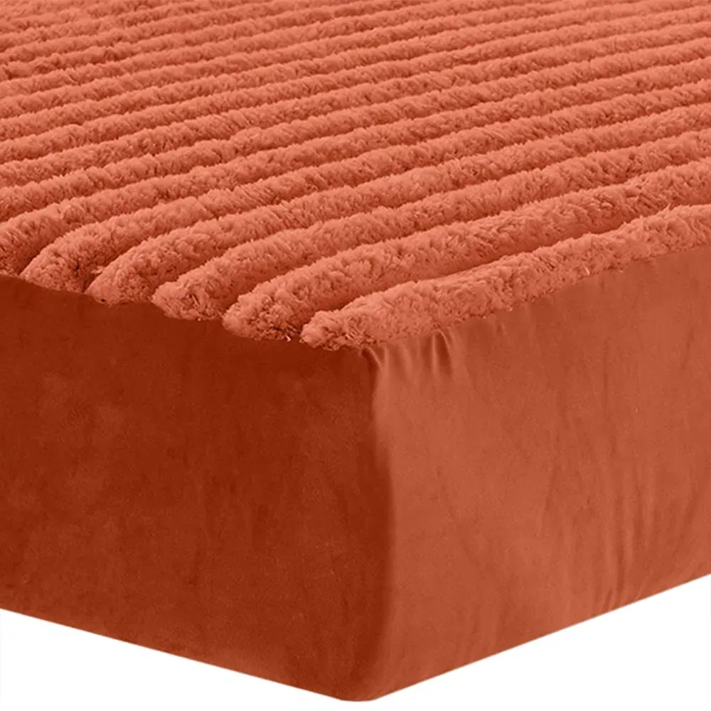 Single Jumbo Cord Fitted Bed Sheet - Rust