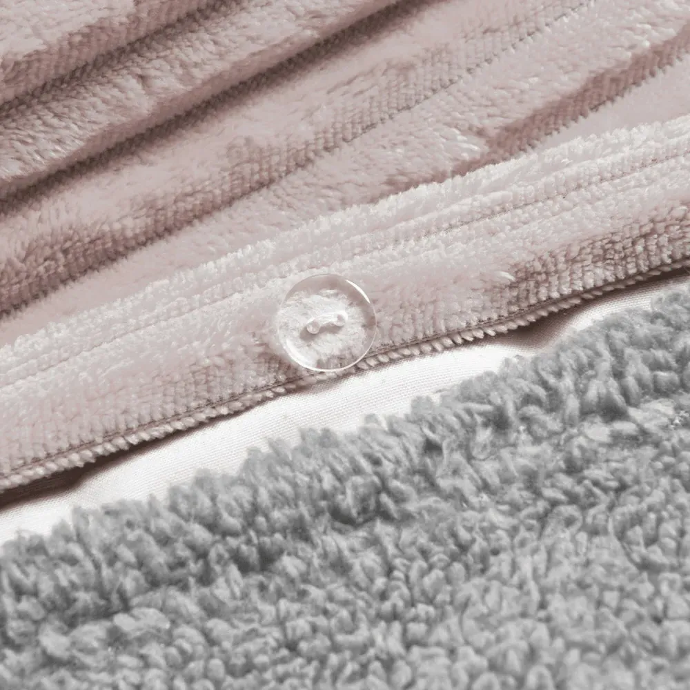 Single Plush Cord Duvet Set - Blush, Teddy Fleece